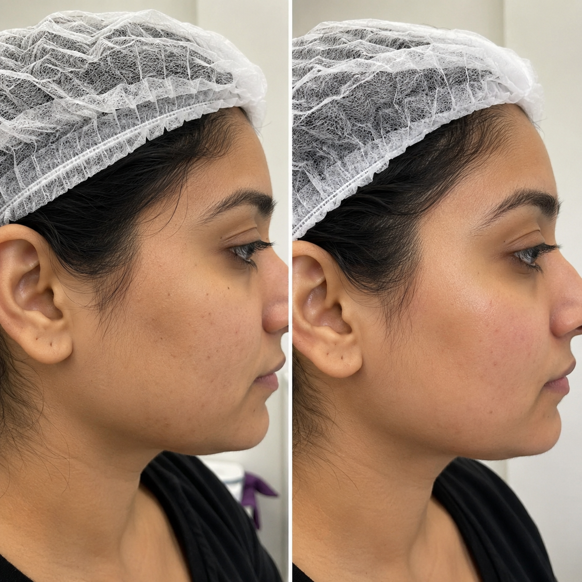 Vynrel Hair Removal Trilogy Kit before and after, jaw